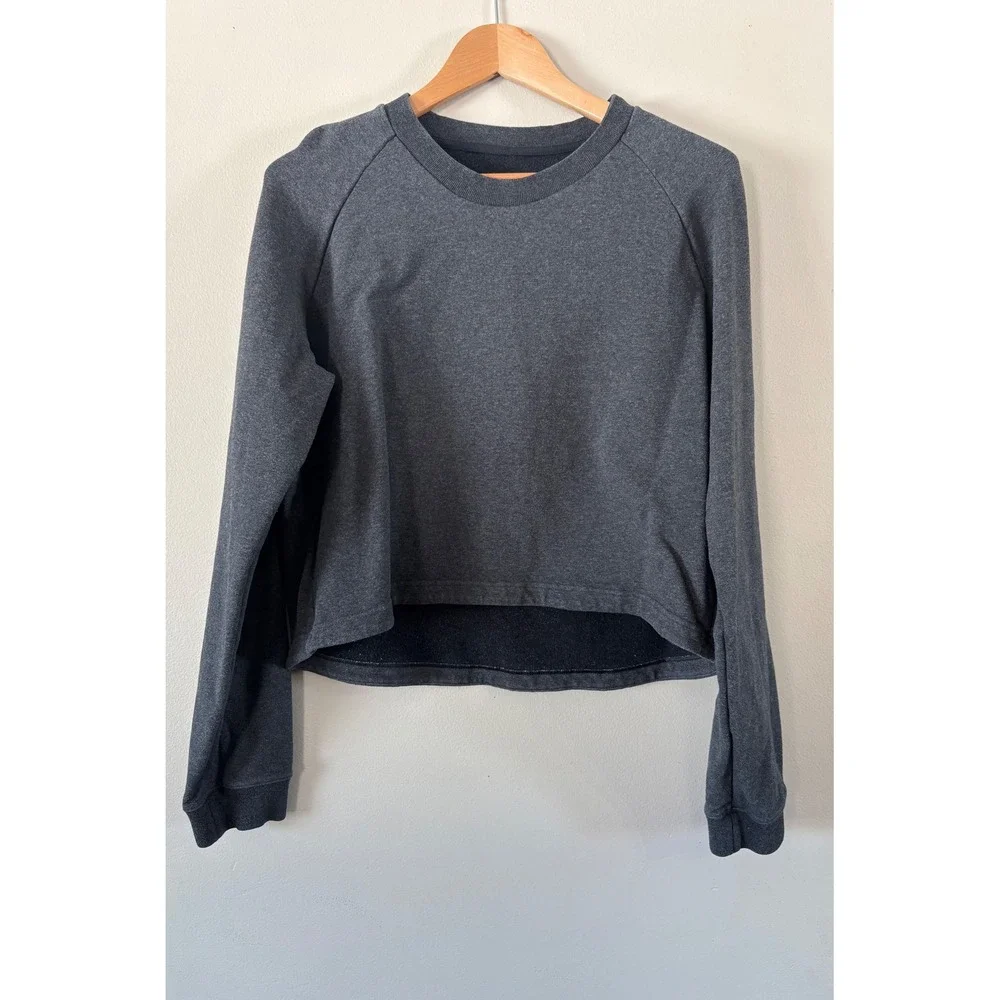 Nike Sportswear Women Charcoal Gray Essential Fleece Cropped Sweatshirt‎ Medium